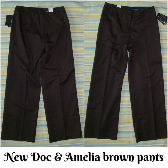 DOC & Amelia Brown Lined Dress Pants Size 10- New with Tag! - Picture 1 of 14